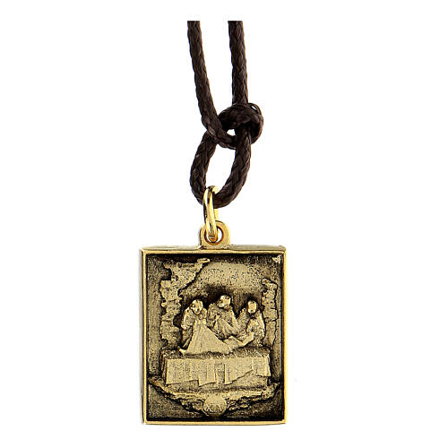Via Crucis pendant 14th Station golden alloy burial of Christ  1