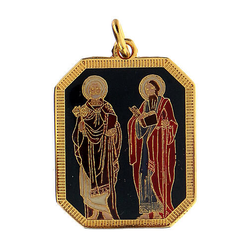 Medaglietta zama smaltata Santi Pietro e Paolo 1