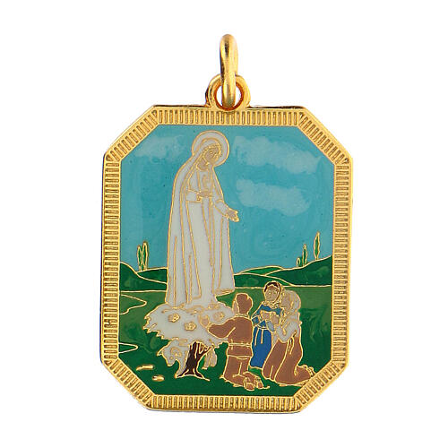 Enamelled zamak medal of Our Lady of Fatima 1