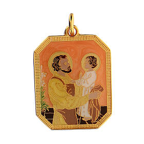 Medal of Saint Joseph, zamak and enamel