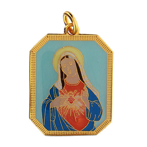 Medal of Immaculate Heart of Mary, zamak and enamel 1