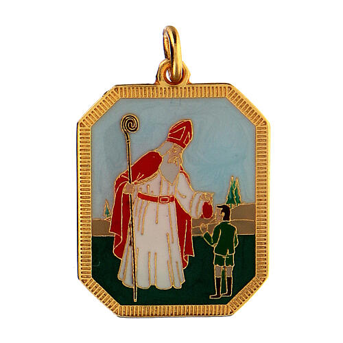 Medalla colgante esmaltado zamak San Nicolás 1