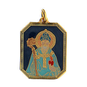 Enamelled zamak medal of Saint Augustine 3x2.5 cm