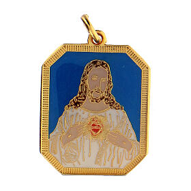 Medal of the Sacred Heart of Jesus, enamelled zamak, 3x2.5 cm