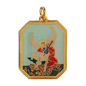 Medaglia zama smaltata San Michele Arcangelo 3x2,5 cm