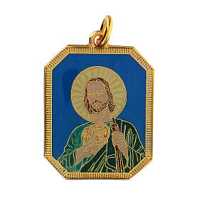 Pingente medalha São Judas Tadeu zamak esmaltada 3x2 cm