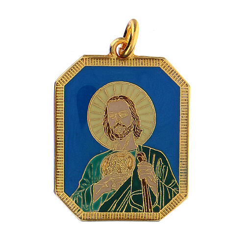Pingente medalha São Judas Tadeu zamak esmaltada 3x2 cm 1