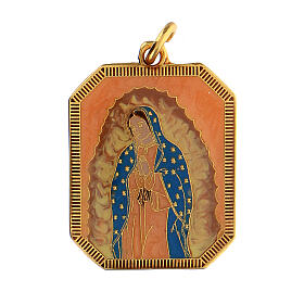 Medal of Our Lady of Guadalupe, enamelled zamak, 3x2.5 cm