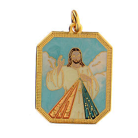Pingente medalha Jesus Misericordioso zamak esmaltada 3x2 cm