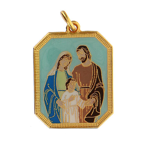 Holy Family pendant medal zamak enameled 3x2.5 cm 1