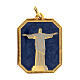 Médaille pendentif émaillée zamak Christ Ressuscité bleu 3x2,5 cm s1