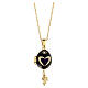 Egg-shaped black opening pendant, Russian Imperial style, heart and flowers s5