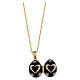 Egg-shaped black opening pendant, Russian Imperial style, heart and flowers s7