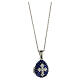 Egg-shaped blue opening pendant, Russian Imperial style, with budded cross and star s1