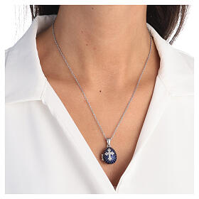 Blue Russian Imperial egg charm necklace with cross openable 