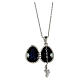 Blue Russian Imperial egg charm necklace with cross openable  s3