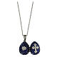 Blue Russian Imperial egg charm necklace with cross openable  s7