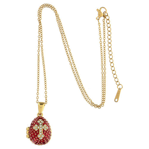 Egg-shaped red opening pendant, Russian Imperial style, with budded cross and star 6