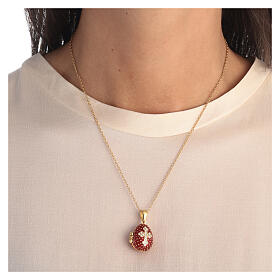 Russian Imperial egg charm necklace red stainless steel openable