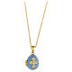 Egg-shaped light blue opening pendant, Russian Imperial style, with budded cross and star s1