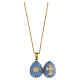 Egg-shaped light blue opening pendant, Russian Imperial style, with budded cross and star s7