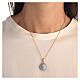 Russian Imperial egg necklace light blue stainless steel openable s2