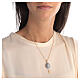 Russian Imperial egg necklace light blue stainless steel openable s4