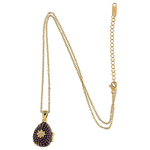 Egg-shaped purple opening pendant, Russian Imperial style, with budded cross and star 6