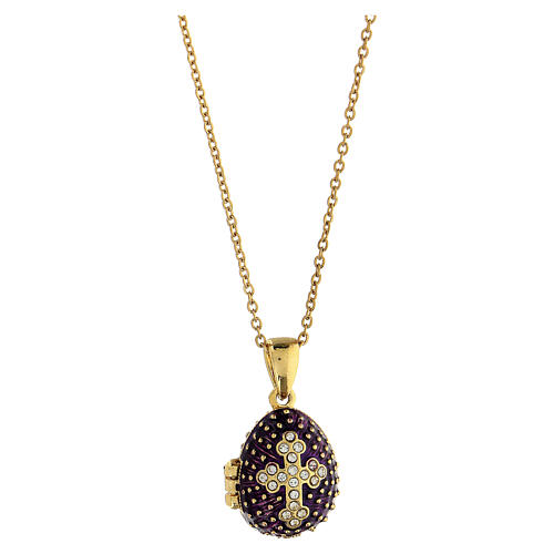 Fabergé egg necklace purple stainless steel openable 1