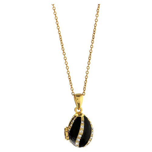 Egg-shaped black opening pendant, Russian Imperial style 1