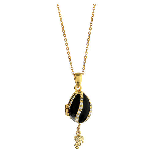 Egg-shaped black opening pendant, Russian Imperial style 5