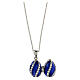 Blue Russian Imperial egg pendant stainless steel openable s7