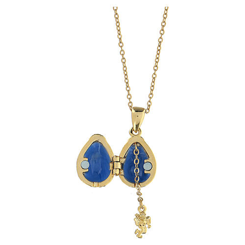 Collana apribile uovo celeste stile imperiale russo acciaio 3