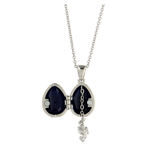 Pendente apribile ovetto stile imperiale russo blu scuro 3