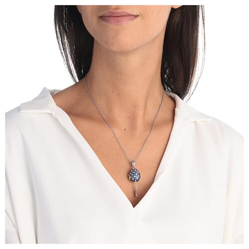 Pendente apribile ovetto stile imperiale russo blu scuro 4