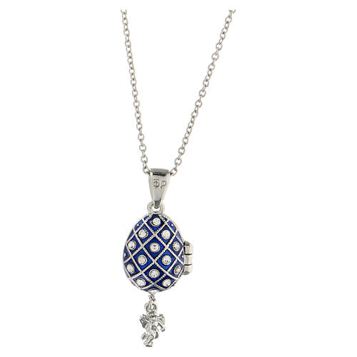 Pendente apribile ovetto stile imperiale russo blu scuro 5