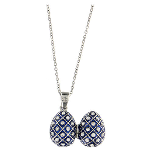 Pendente apribile ovetto stile imperiale russo blu scuro 7