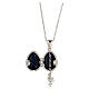 Russian Imperial egg pendant necklace openable dark blue stainless steel s3