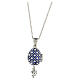 Russian Imperial egg pendant necklace openable dark blue stainless steel s5