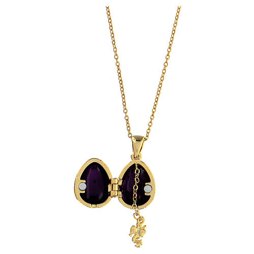 Purple opening pendant, Russian Imperial egg style, rhomboidal pattern 3