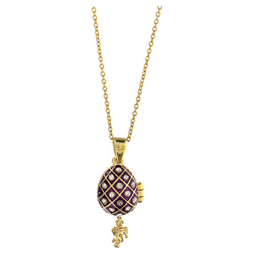 Purple opening pendant, Russian Imperial egg style, rhomboidal pattern 5