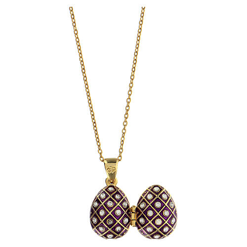 Purple opening pendant, Russian Imperial egg style, rhomboidal pattern 7