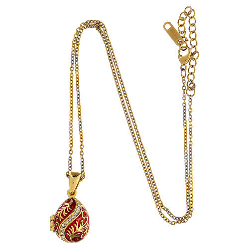 Red opening pendant, Russian Imperial egg style, curved lines and leaves 6