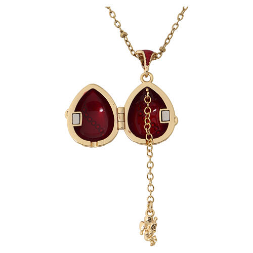 Colgante huevo estilo imperial ruso rojo que se puede abrir 3