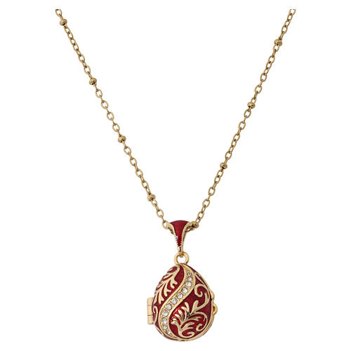 Colgante huevo estilo imperial ruso rojo que se puede abrir 4