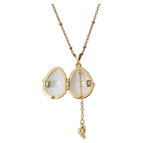 Pendentif ouvrant style impériale russe oeuf blanc croix et étoile 3