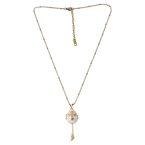 Pendentif ouvrant style impériale russe oeuf blanc croix et étoile 8