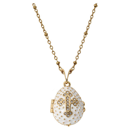Ciondolo bianco apribile ovetto stile imperiale russo 4