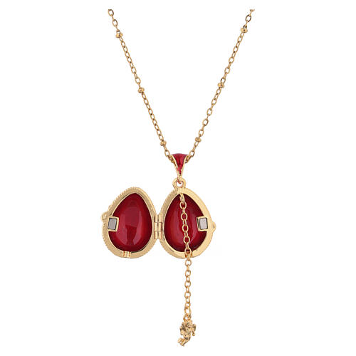 Collar huevo estilo imperial ruso que se puede abrir rojo 4