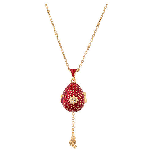 Collar huevo estilo imperial ruso que se puede abrir rojo 6